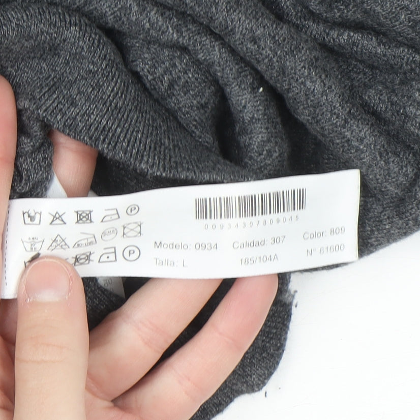 Massimo Dutti Womens Grey Roll Neck Jumper L Cotton Silk Cashmere Blend