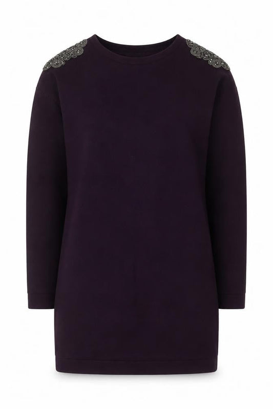 Wallis Womens Purple Beaded Shoulder Jumper UK 10