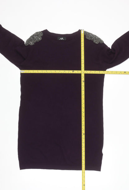 Wallis Womens Purple Beaded Shoulder Jumper UK 10