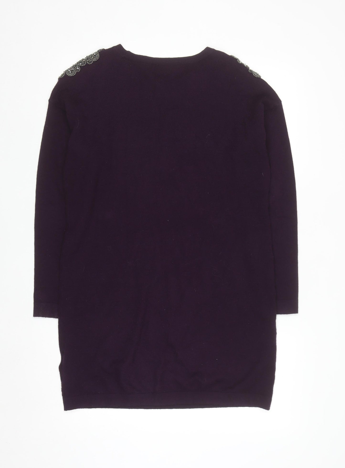 Wallis Womens Purple Beaded Shoulder Jumper UK 10