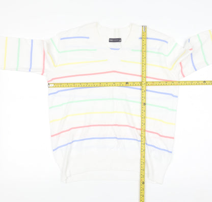 Marks and Spencer Women’s Multicoloured Stripe V-Neck Cotton Jumper S