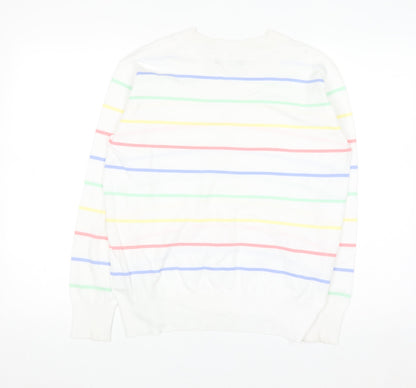 Marks and Spencer Women’s Multicoloured Stripe V-Neck Cotton Jumper S
