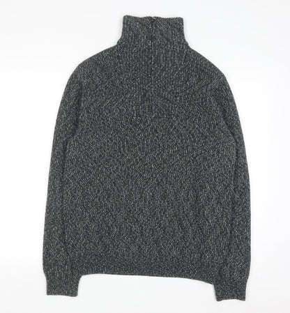 Marks and Spencer Men's Grey Cotton 1/2 Zip Jumper M Regular