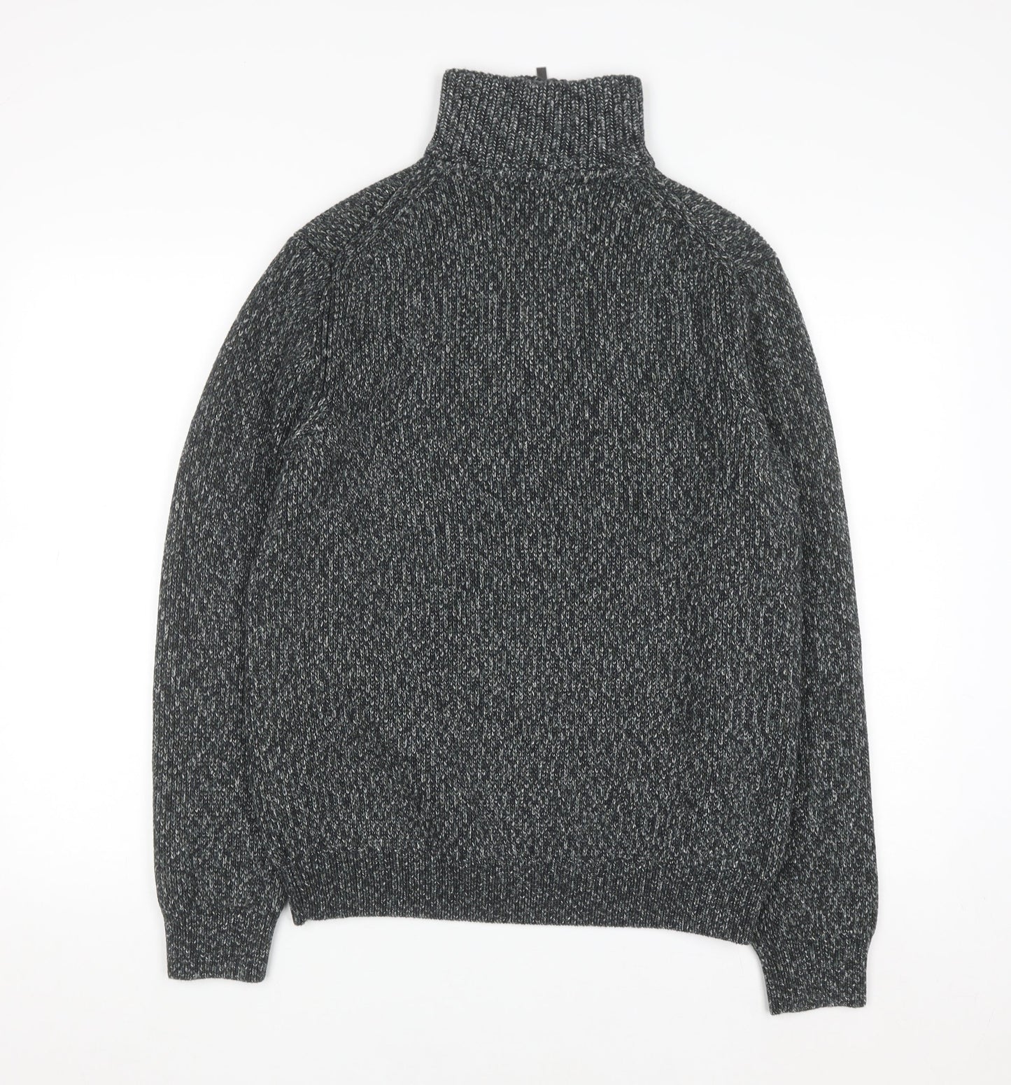 Marks and Spencer Men's Grey Cotton 1/2 Zip Jumper M Regular