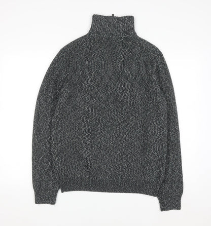 Marks and Spencer Men's Grey Cotton 1/2 Zip Jumper M Regular