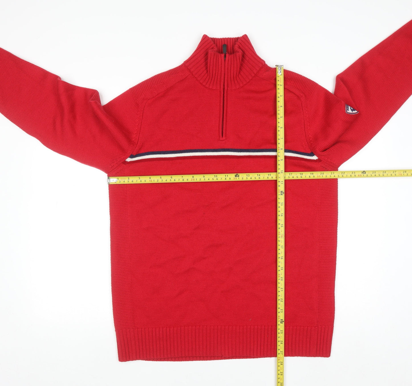 Rossignol Men’s Red Merino Wool Half Zip Ski Jumper L