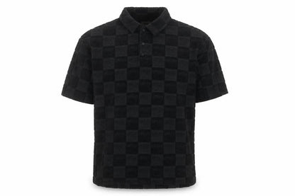 H&M x Smiley Black Check Polo Shirt Men L Cotton Blend