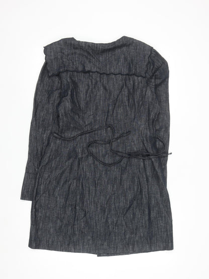 Marks and Spencer Women Blue Size 14 Linen Blend Knee Length Shirt Dress