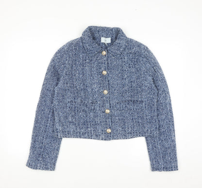 Marks and Spencer Women's Blue Cropped Knit Jacket Size 10