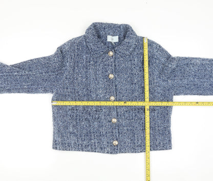 Marks and Spencer Women's Blue Cropped Knit Jacket Size 10