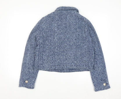 Marks and Spencer Women's Blue Cropped Knit Jacket Size 10