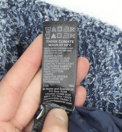 Marks and Spencer Women's Blue Cropped Knit Jacket Size 10