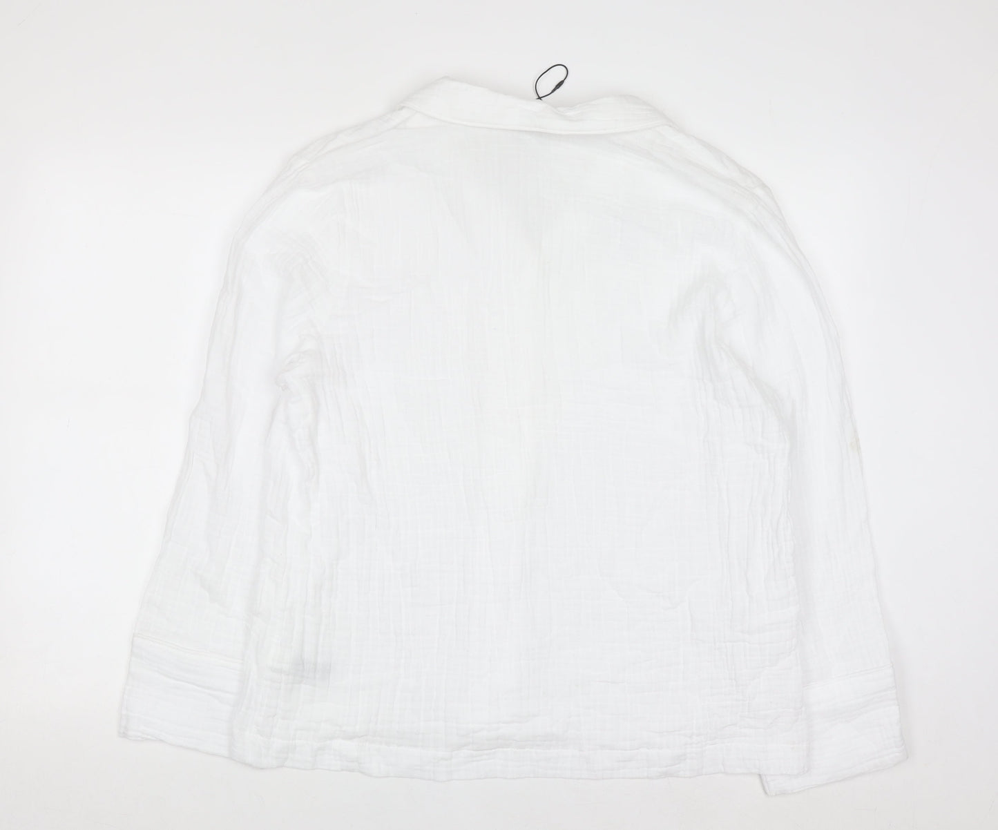 Marks and Spencer Women White Cotton Button-Up Shirt Size 14