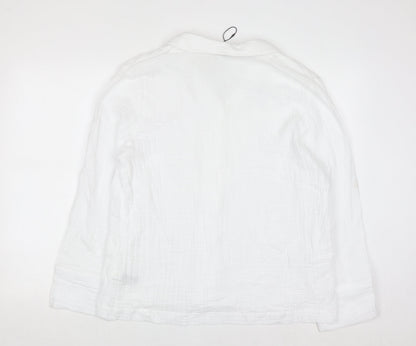 Marks and Spencer Women White Cotton Button-Up Shirt Size 14