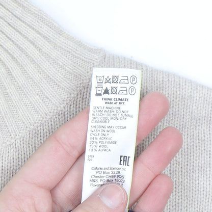 Marks and Spencer Per Una Women's Beige Yellow Navy Mock Neck Jumper Size 12