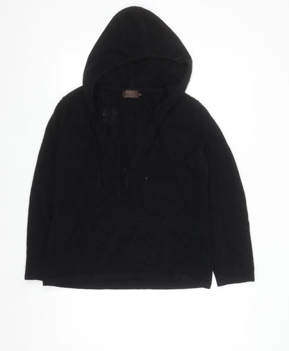 Pure Collection Women Black Size 16 Cashmere Pullover Hoodie