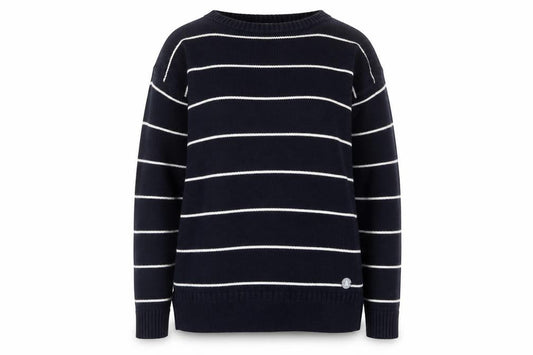 Barbour Women's Blue Striped Cotton Crew Neck Jumper Size 8