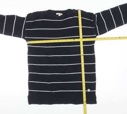 Barbour Women's Blue Striped Cotton Crew Neck Jumper Size 8