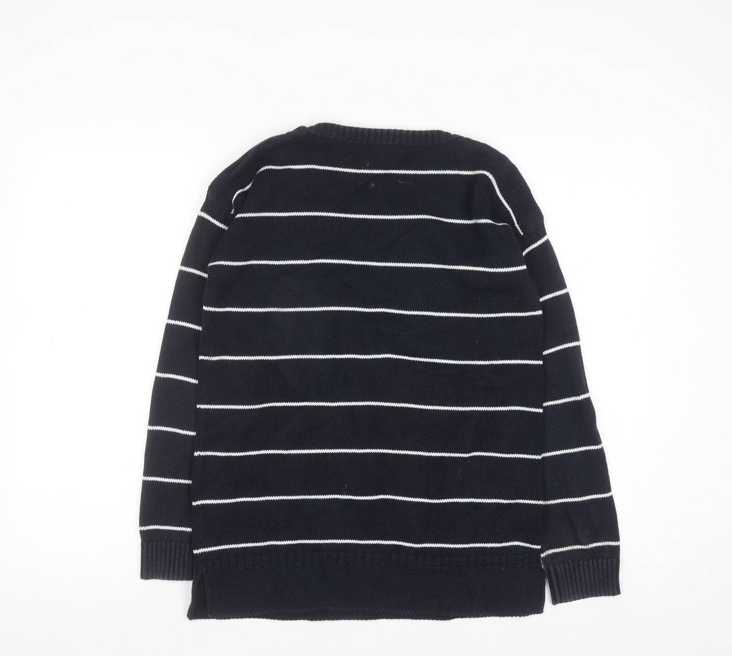 Barbour Women's Blue Striped Cotton Crew Neck Jumper Size 8
