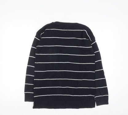 Barbour Women's Blue Striped Cotton Crew Neck Jumper Size 8