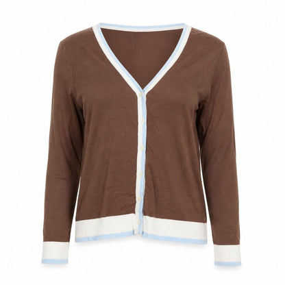 John Smedley Women's Brown Cotton Cardigan M V-Neck Knit Jumper