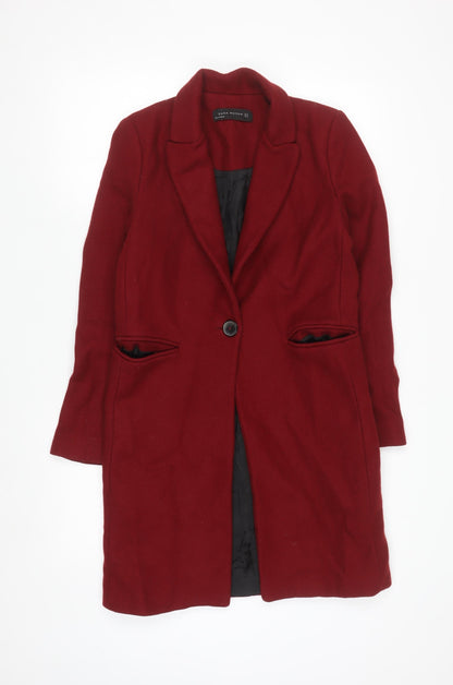 Zara Woman Red Wool Blend Long Overcoat XS