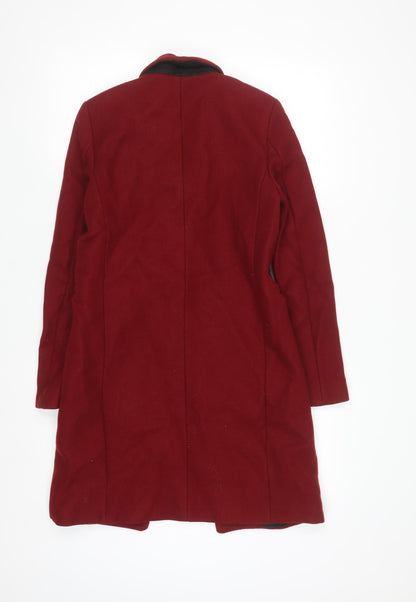 Zara Woman Red Wool Blend Long Overcoat XS