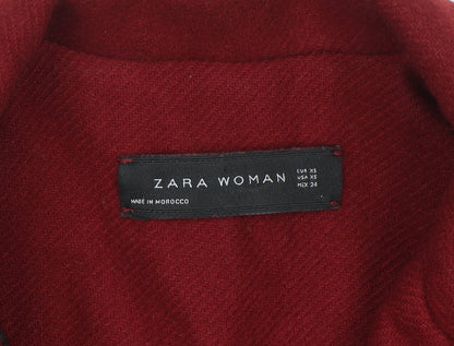 Zara Woman Red Wool Blend Long Overcoat XS