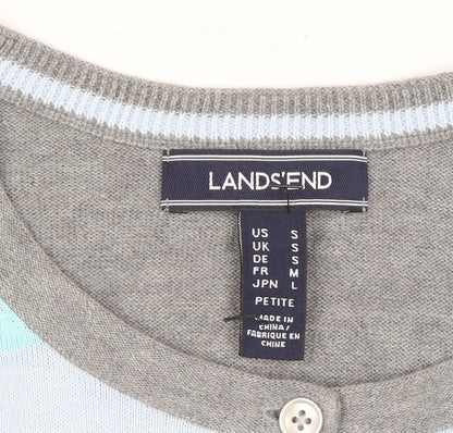 Lands' End Women's Multicoloured Striped Cotton Cardigan Size S Petite