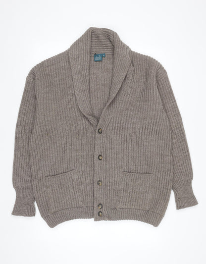 Dash Men's Beige Chunky Knit Wool Blend Cardigan M