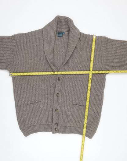 Dash Men's Beige Chunky Knit Wool Blend Cardigan M
