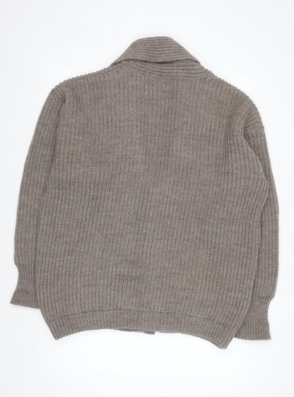 Dash Men's Beige Chunky Knit Wool Blend Cardigan M