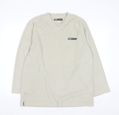 Reebok Men's Beige Fleece V-Neck Pullover Sweatshirt M