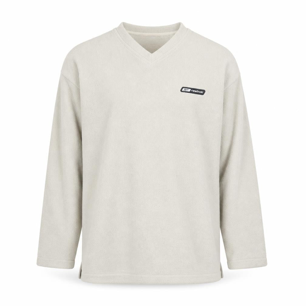 Reebok Men's Beige Fleece V-Neck Pullover Sweatshirt M
