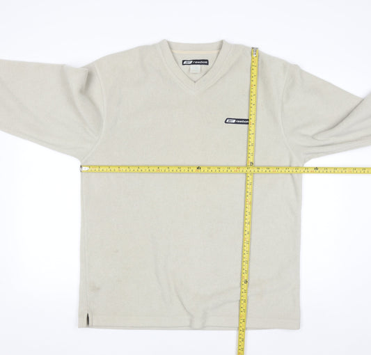 Reebok Men's Beige Fleece V-Neck Pullover Sweatshirt M