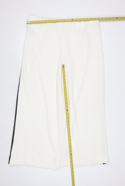 Marks and Spencer Women's Ivory Wide-Leg Trousers Size 18 Short