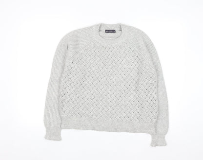 Marks and Spencer Women's Grey Cable-Knit Jumper Medium