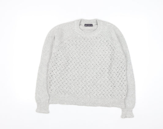 Marks and Spencer Women's Grey Cable-Knit Jumper Medium