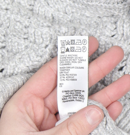 Marks and Spencer Women's Grey Cable-Knit Jumper Medium