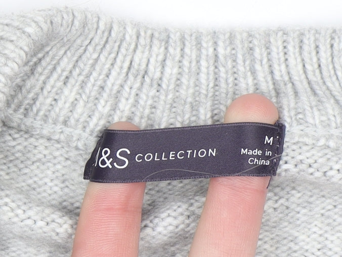 Marks and Spencer Women's Grey Cable-Knit Jumper Medium