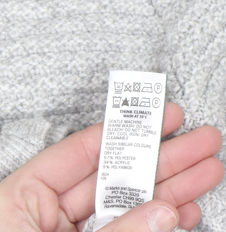 Marks and Spencer Women's Grey Knit Button Cardigan Small