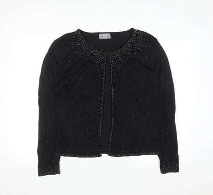 Amaranto Women's Black Beaded Open Cardigan Size 14