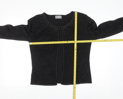 Amaranto Women's Black Beaded Open Cardigan Size 14