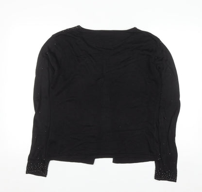 Amaranto Women's Black Beaded Open Cardigan Size 14