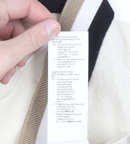 BOSS Men’s Ivory V-Neck Wool Cashmere Jumper Size M