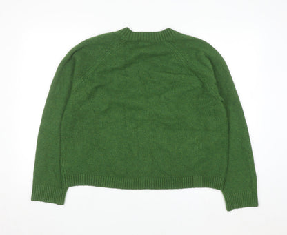 UNIQLO Women Green Wool Blend V-Neck Button Cardigan L