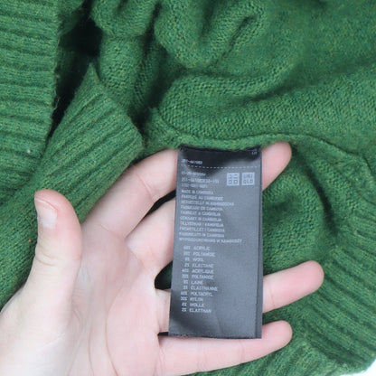 UNIQLO Women Green Wool Blend V-Neck Button Cardigan L