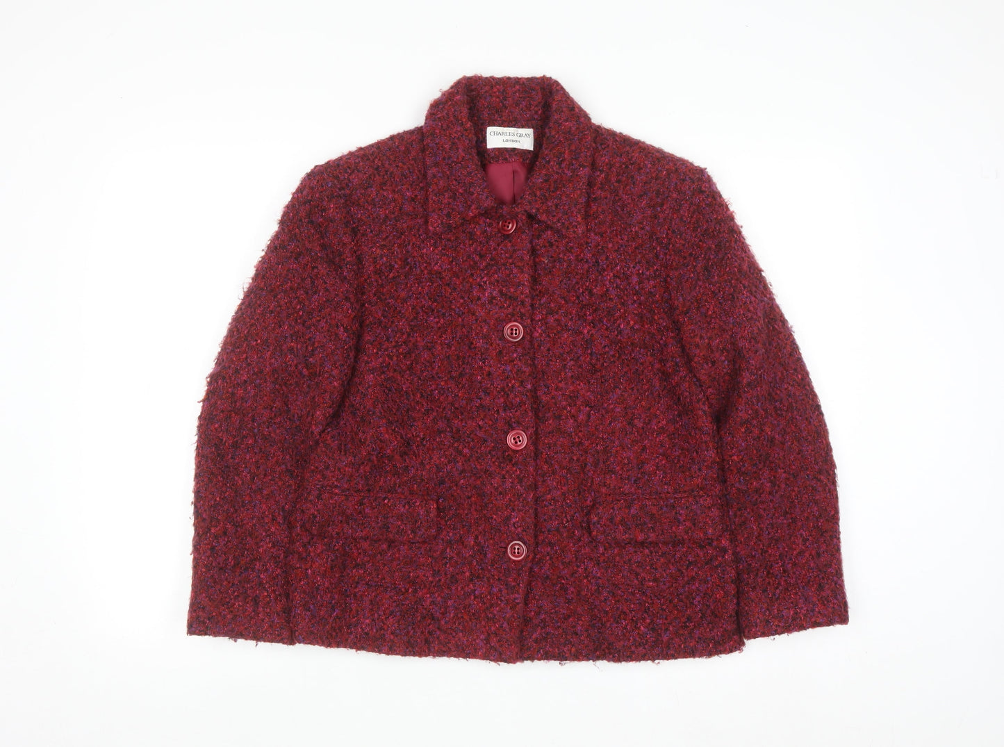 Charles Gray Women’s Red Wool Tweed Blazer Jacket Size 12