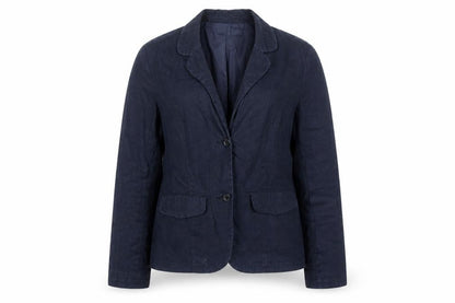 Monsoon Women’s Blue Linen Blazer Size 12 Classic Short Jacket
