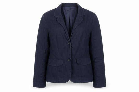 Monsoon Women’s Blue Linen Blazer Size 12 Classic Short Jacket